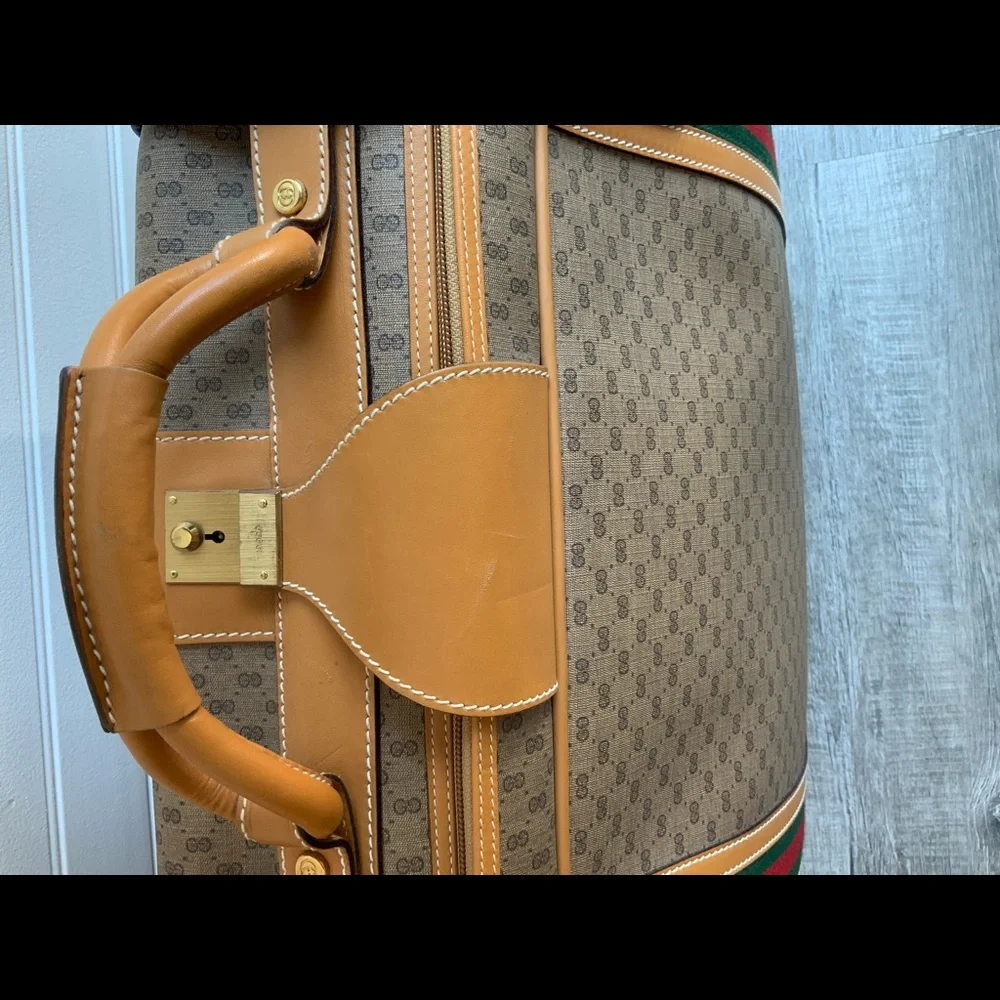 Gucci Monogram Vintage Monogram Mini G Suitcase web design ribbon red green - Picture 5 of 11